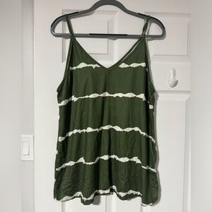 SHEIN Olive and White Striped Tank Top